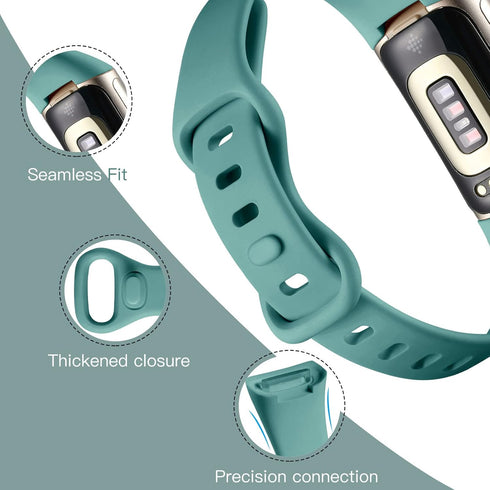 Maledan 3 Pack Bands for Fitbit Charge 5 - Soft Slim Thin Sport Replacement Accessories for Charge 5/6
