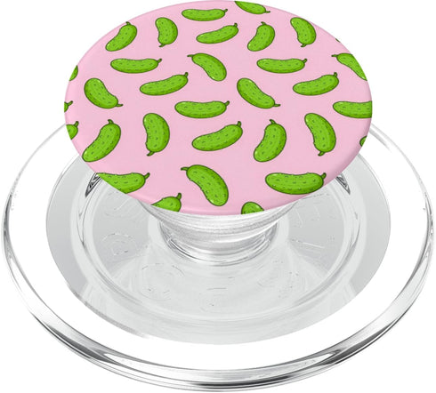 Green Pickle For Pickle Lover In Pink Pop Grip Funny And Cute Pickle Pattern Green Pickle In Pink For Girls PopSockets