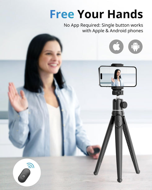UBeesize Camera Tripod with Remote, Flexible Stand with Phone Holder and Action Camera Mount Adapter for iPhone Samsung