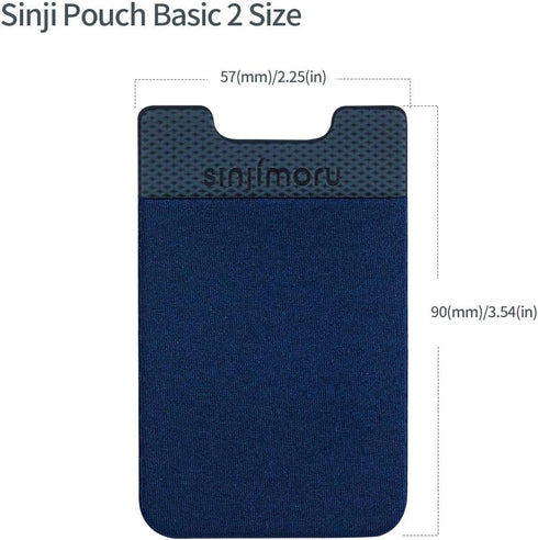 Sinjimoru Basic Cell Phone Wallet Stick on, Adhesive Stretchy iPhone Wallet, Sinji Pouch Basic 2 Navy