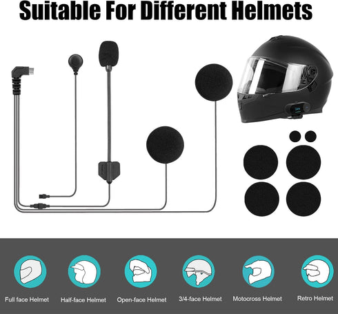 FreedConn Microphone Headphone Headset, Soft Cable Headset Accessory for Motorcycle Helmet Bluetooth Intercom