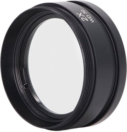 2X Auxiliary Objective Lens, Aluminium Alloy WD30 2X Barlow Lens for Stereo Microscope