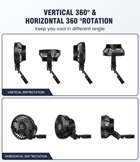 4 Speed,360 Backseat,5V LEMOISTAR Battery Operated USB Car Fan, Electric Cooling Fan, Degree Rotatable Cooling Air