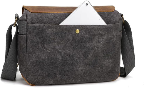 peacechaos Waterproof Canvas Camera Bag, Vintage Padded SLR DSLR Shoulder Case for Women and Men