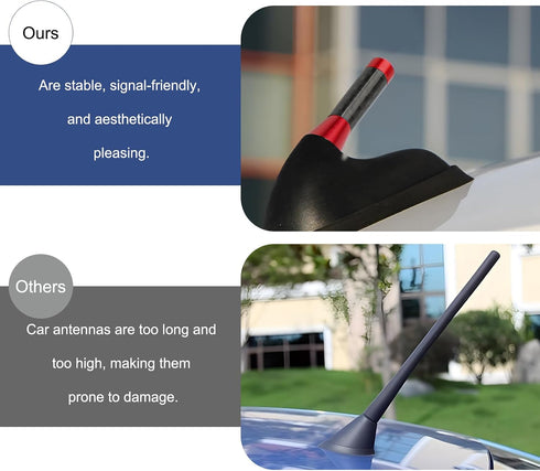 Sbulhia 1.37 Inch Car Short Antenna, Auto Radio Antenna with Screws and Rubber Gaskets, Aluminum & Carbon Fiber Short