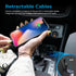 AutoSky 4 in 1 Retractable Car Charger - 100W USB C & iPhone Cable, Fast Charger with USB-C, USB-A Ports for iPhone,