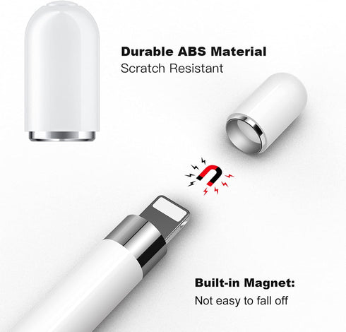 APETOO 1st 2-Pack 10 9 8 7 Magnetic Replacement Cap with Silicone Cap Holder for Apple Pencil Gen, for Apple Pen End