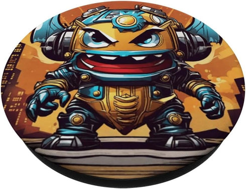 Alien Robot Invasion Funny Cartoon Robotic Futuristic Design PopSockets Standard PopGrip