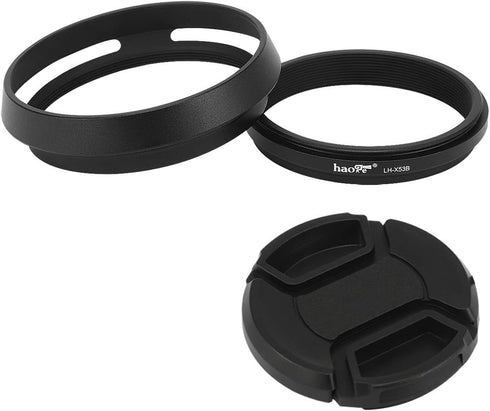 Haoge LH-X53B 3in1 Lens Hood with Adapter Ring and Cap Set for Fujifilm X100VI, X70, X100, X100S, X100T, X100F