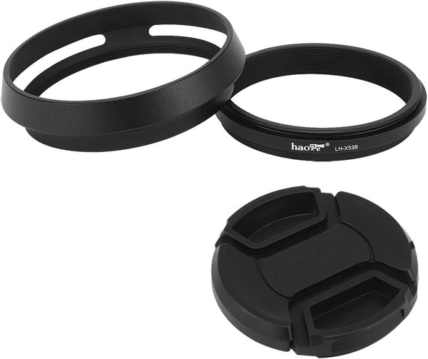 Haoge LH-X53B 3in1 Lens Hood with Adapter Ring and Cap Set for Fujifilm X100VI, X70, X100, X100S, X100T, X100F