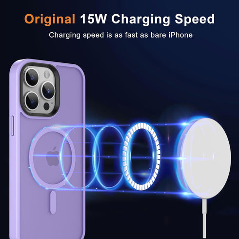 MOCCA Strong Magnetic Case for iPhone 13 Pro Max, Compatible with Magsafe, Slim Thin Shockproof Cover, Light Purple