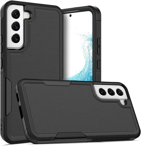 Samsung Galaxy S22 Plus Case, Dual Layer Protective Heavy Duty Cell Phone Cover with Screen Protector, Black