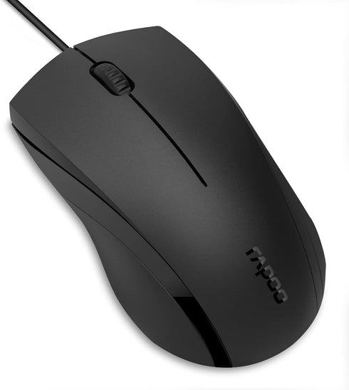 Rapoo Silent Wired Mouse, 1000 DPI Optical Computer Mouse with 5ft Cord, Quiet Button for Laptop, Chromebook, Mac,