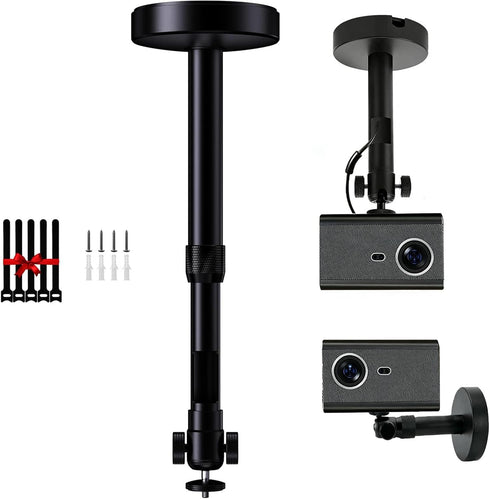 DAWASAPAT Ceiling Projector Mount Bracket Matte Black, 360 Rotation & 90 Tilt, Adjustable