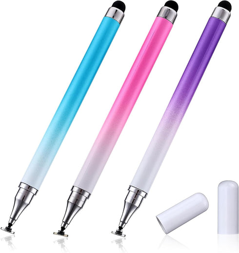 2 in 1 Stylus Pens for Touch Screens, 3 Pcs Stylus Pencil with Transparent Disc & Silicone Tip for All Touch Devices