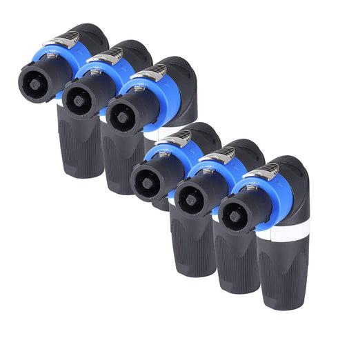 Pack of 6 NL4FRX Speakon Connector, 6 Packs 4 Pole Right Angle NL4FRX SpeakOn Plug, Free up Space Design Adapter with