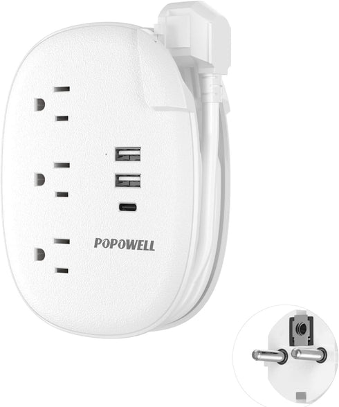 European Travel Plug Adapter with USB C, US to EU Plug Adaptor 3 USB Ports (15.5 W), Type E European Power Strip 3