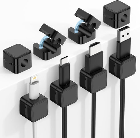 MoKo 8 Pack Magnetic Cable Clips, Desk Cord Organizer, Adhesive Cord Holder, Cable