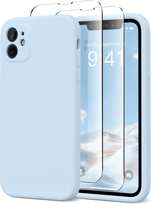 Light Blue iPhone 11 Case, Slim Shockproof, MagSafe Compatible, Full Camera Protection, Includes 2 Screen Protectors.