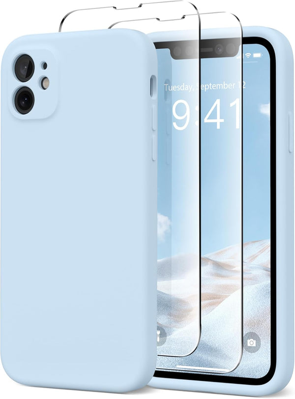 Light Blue iPhone 11 Case, Slim Shockproof, MagSafe Compatible, Full Camera Protection, Includes 2 Screen Protectors.