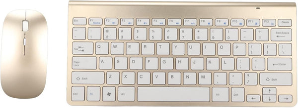 Keyboard Mouse Set, 2.4G USB Thin Ergonomic Mute for Computer (Luxury Gold Color)