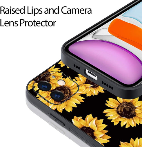ZIYE Compatible with iPhone 11 Case Sunflower with Camera Lens Protective Cover for Women, Hard PC Back Anti Slip Grip