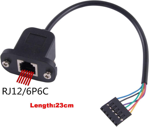 RJ12 6P6C Cable to 6 Pin 0.1" Pitch Debug Terminal Block Adapter, 6 Ways Telephony Female Connector Socket