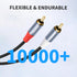 10FT 2RCA 2RCA 2-Pack RCA Cables, to Audio Cable with Gold-Plated Connectors, Dual Shielded Against Noise (Hum), Nylon