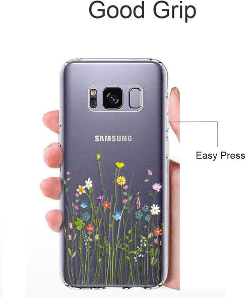 Unov Case for Galaxy S8, Clear Soft TPU Shock Absorption Slim Protective Back Cover with Floral Design (Flower Bouquet)