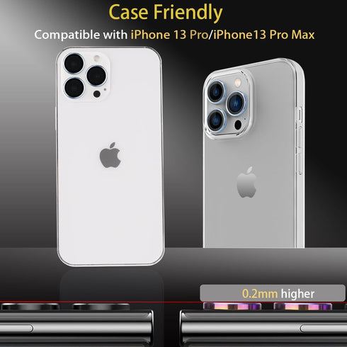 Camera Lens Protector for iPhone 13 Pro & Pro Max, Tempered Glass with Aluminum Alloy Ring Cover - Blue