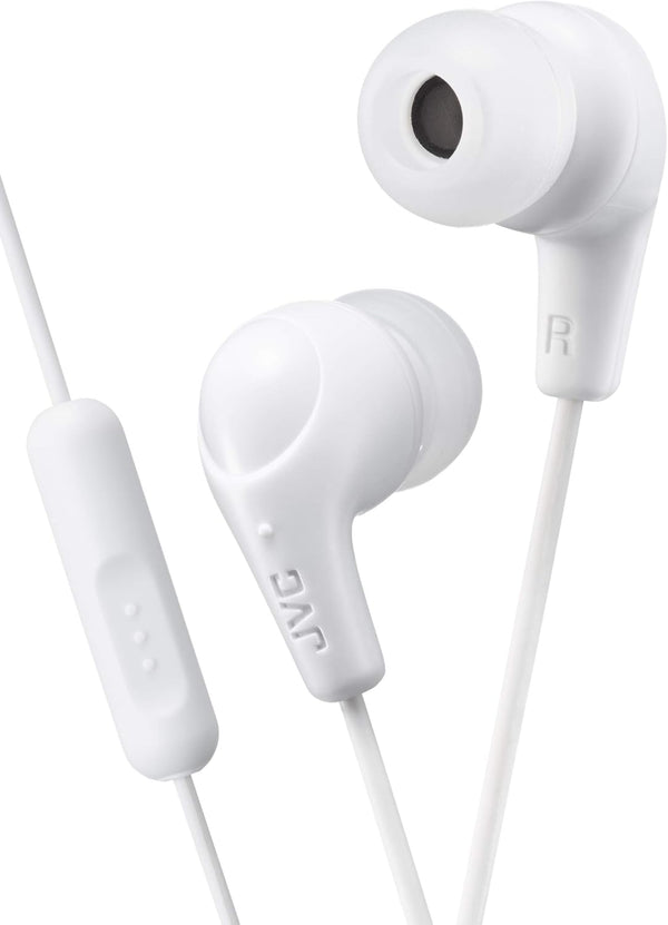 JVC Gumy Plus Earbuds with Mic and Remote - Silicone Ear Pieces, White