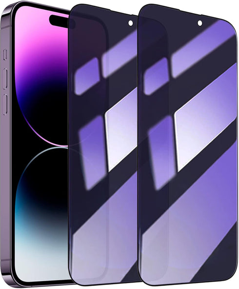 2 Pack Privacy Screen Protector for iPhone 14 Pro Max, Anti-Spy, Anti-Blue Light, Tempered Glass Film, 6.7 inch