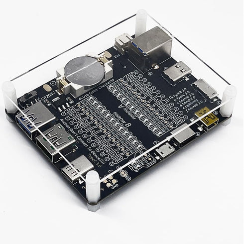 USB Cable Tester Board, USB Cable Checker Data Wire with Acrylic Case for Type-C, Micro, Type A, Type B
