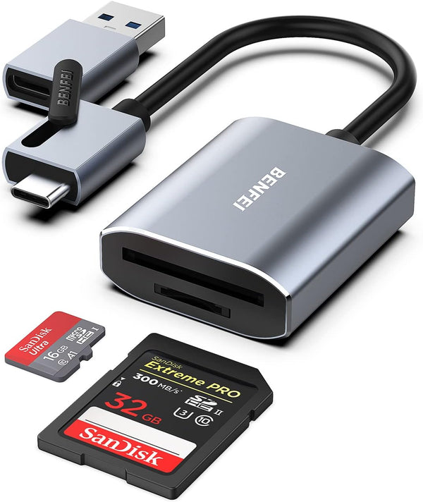 BENFEI Memory Card Reader, USB Type-C/Type-A to SD TF Card Reader for iPhone 15 Pro/Max, MacBook Pro/Air 2023