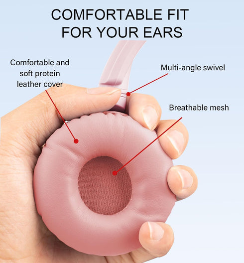 Wireless On Ear Headphones, HiFi Stereo Lightweight Adjustable, 12 Hours Listening Time, Built-in HD Microphone, FM,