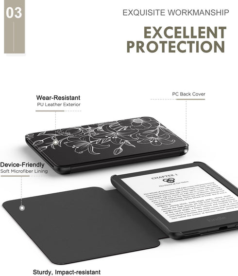 MoKo 6" (11th Generation-2024 2024/2022 11th Case Fits All-New E-Reader Release), Lightweight Shell Cover with Auto