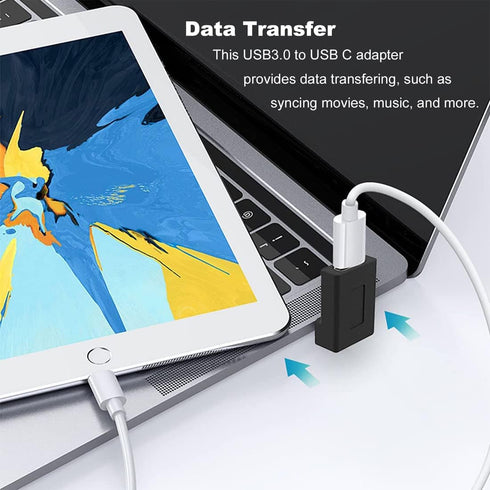 180 Degree USB A Male to USB C Female Adapter, Back Angled Opposite U Shape Connector for Data Transfer