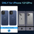 Upgraded Magnetic iPhone 12/iPhone 12 Pro Case, Slim Deep Blue Matte, Military-Grade Protection, Compatible with