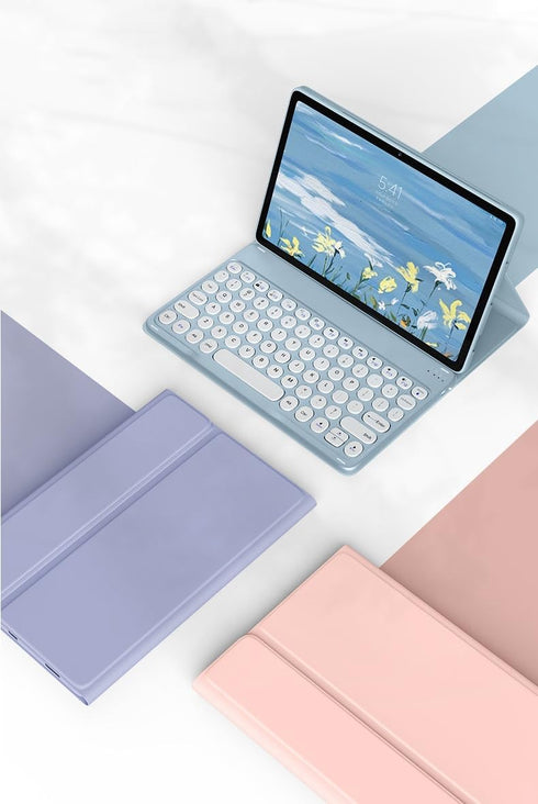 Keyboard Case for Galaxy Tab A7 Lite 8.7 inch - Detachable Candy Color Keyboard Cover with Bluetooth Mouse, Pink