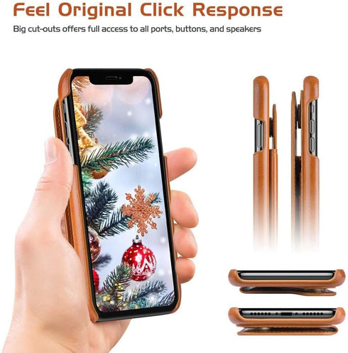 LOHASIC Wallet Case for iPhone XR, Brown, 5 Card Holder Phone Cover, Magnetic Clasp, Kickstand Flip Folio