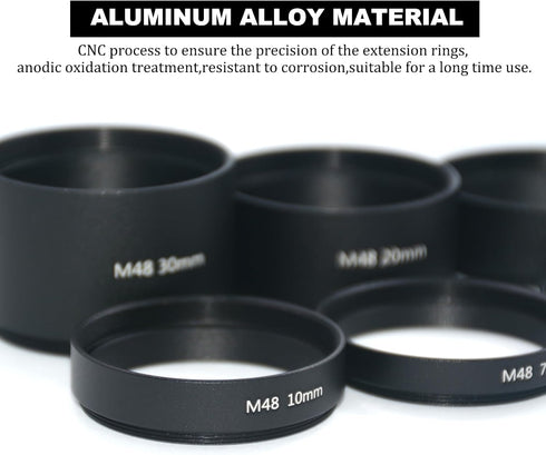 8PCS M48x0.75 Set,M48 3mm 5mm 7mm 10mm 12mm 15mm 20mm 30mm Telescope Extension Tube Extension Tube Kit Length Extending
