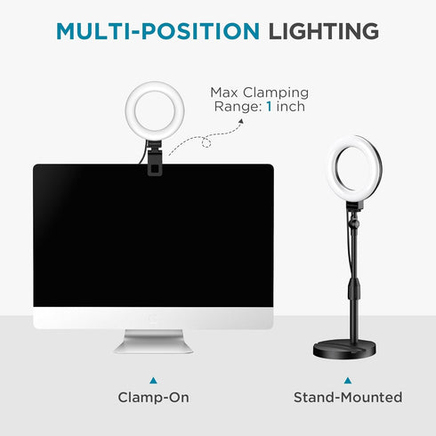 InnoGear 60 10W Desk Ring Light with Stand, LED Overhead Portable Selfie Light Video Conference Lighting with Clip