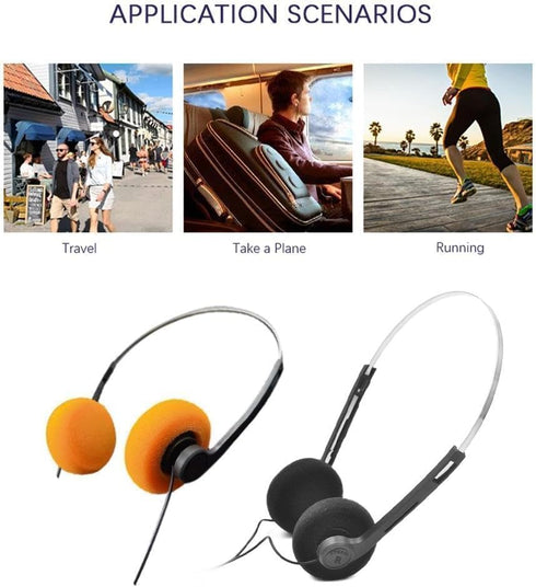 4Pcs Orange Retro Over-Ear Headphones, Vintage Feelings, Hi-Fi Stereo Earphone Headset for Most Mobile Devices