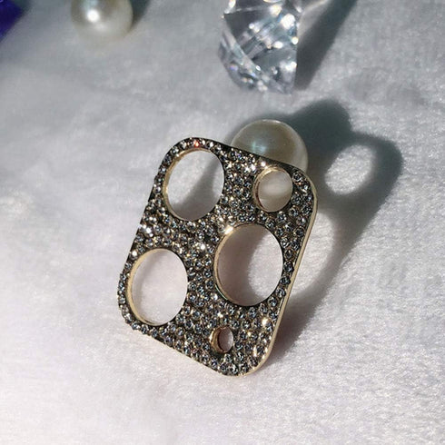 2 Pack Gold Camera Lens Cover Compatible with iPhone 12 Pro Max, 3D Glitter Bling Diamond Sticker Protector