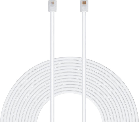 Uvital 100 Feet Telephone Landline Extension Cord Cable with Standard RJ-11 6P4C Plugs (White 30.5M, 1 Pack)
