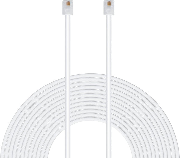 Uvital 100 Feet Telephone Landline Extension Cord Cable with Standard RJ-11 6P4C Plugs (White 30.5M, 1 Pack)