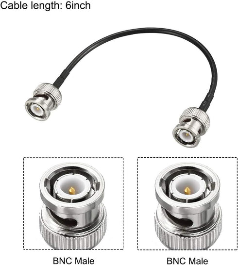 uxcell BNC Male to Male Coaxial Jumper Cable 50 ohm 6 inch RG174 for CCTV, DVR, Camera - 2pcs