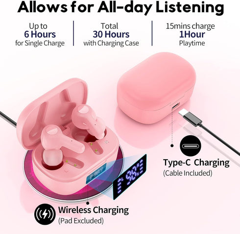 MOZOTER Bluetooth 5.3 Wireless Earbuds, Noise Cancelling with 4 Microphones, In-Ear Headphones with Charging Case,