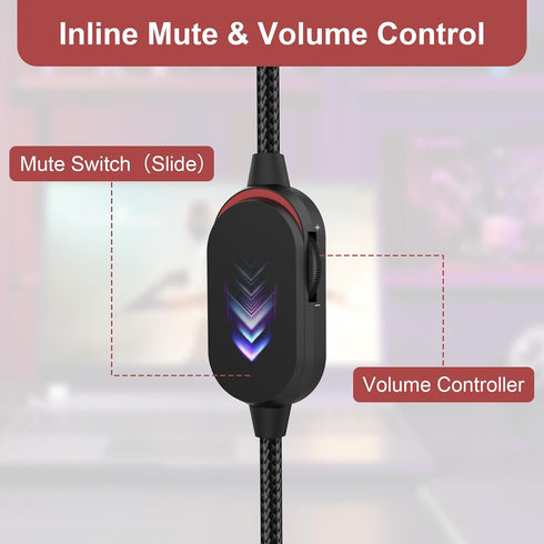 AW920H Gaming Headset Cable, Audio Aux Cable with Inline Mute Switch & Volume Controller for Alienware Headsets, 5.5ft