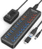 Wenter Powered USB 3.0 Hub, 48W 11-Port USB Hub Splitter with 7 Data Transfer Ports and 4 QC Charging Ports